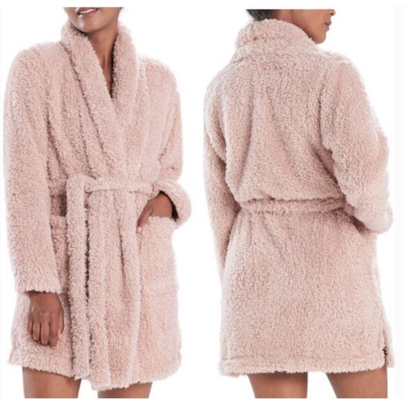 Natori Plush Short Eyelash Robe in Pink Blush Size S/M - Picture 1 of 7